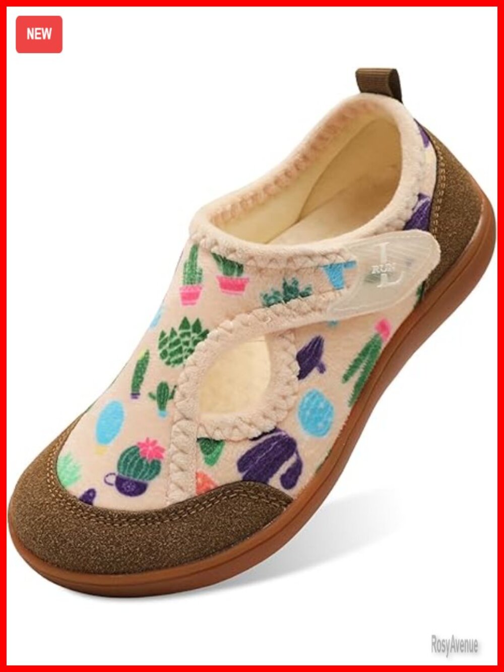 Wide Toe Box Slippers for Women - Faux Fur Indoor/Outdoor House Shoes with Arch